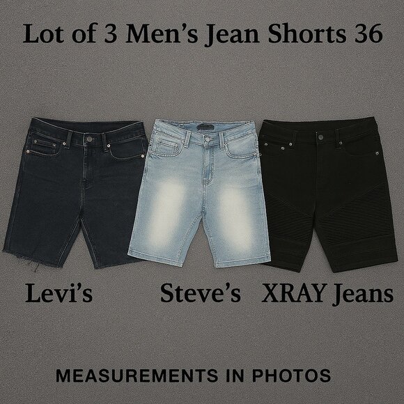 Lot of 3 Men’s Jean Shorts 36 | Levi’s XRAY Steve’s Raw Hem Moto‎ - Picture 1 of 16